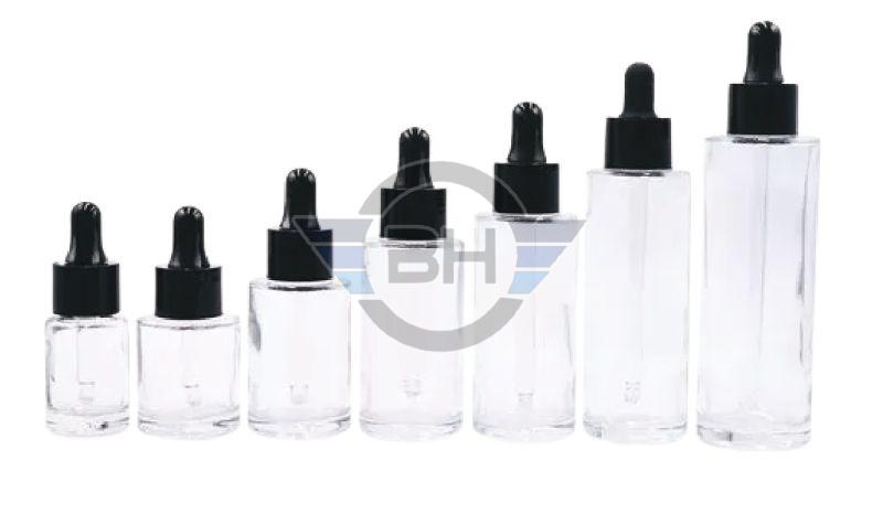 Clear Glass Flat Shoulder Dropper Bottle