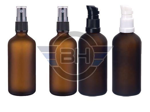 Round Plastic Frosted Amber Pump Bottle, Capacity : 5ml, 10ml, 15ml, 20ml, 30ml, 50ml 100ml