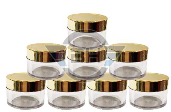 San Acrylic Jar With Golden Cap, For Cosmetic Storage