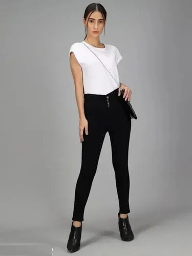 Women High Waist Denim Jeans, Color : Black