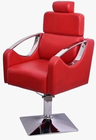 Red Silver Synthetic Leather Salon Chair