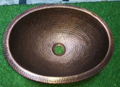 Agarwal Handicrafts Copper Oval Wash Basin, for Home, Hotel, Bowl Size : 16 Inches
