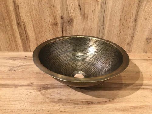 Yellow Round Matt Finish Brass Wash Basin