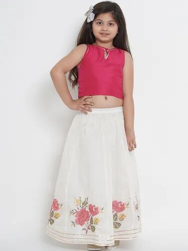 Chanderi Kids Printed Skirt Top, Occasion : Party Wear