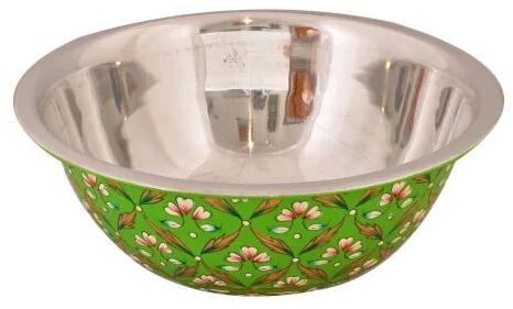 Hand Painted Green Salad Bowl, for Home