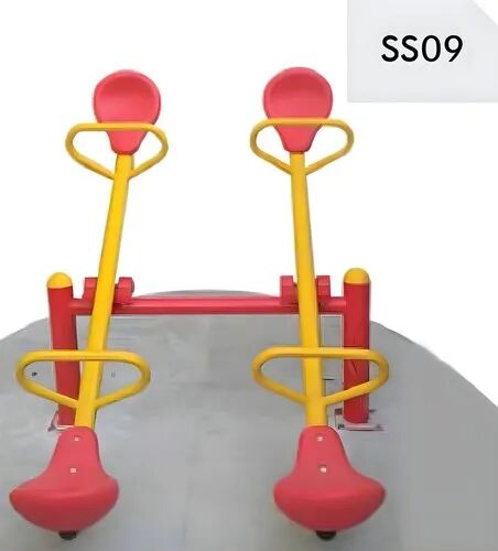 Iron Four Seater Seesaw, Color : Red Yellow