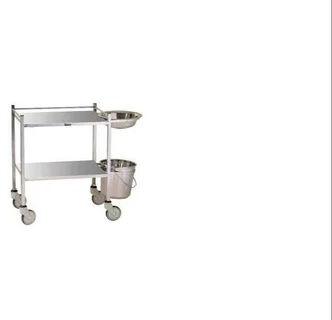 Stainless Steel Hospital Dressing Trolley, Color : Silver