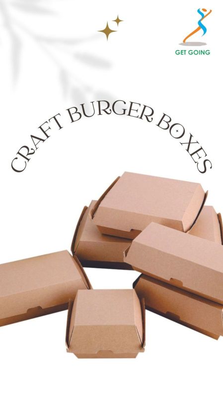 Get Going Plain Non Polisehed Craft Paper Burger Box, Size : All Size