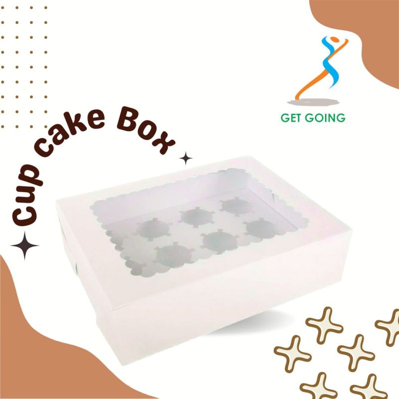 Get Going Square Plain Paper Cupcake Box, Color : Multicolor