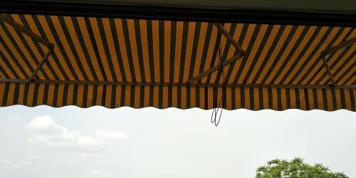 Striped Acrylic Retractable Awning, Frame Material : Aluminum