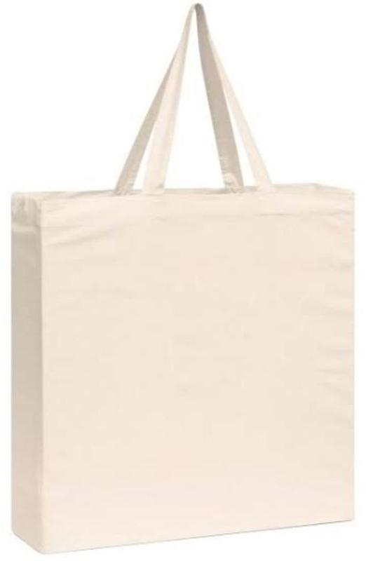 Creamy Plain Cotton Stiff Bag, for Shopping