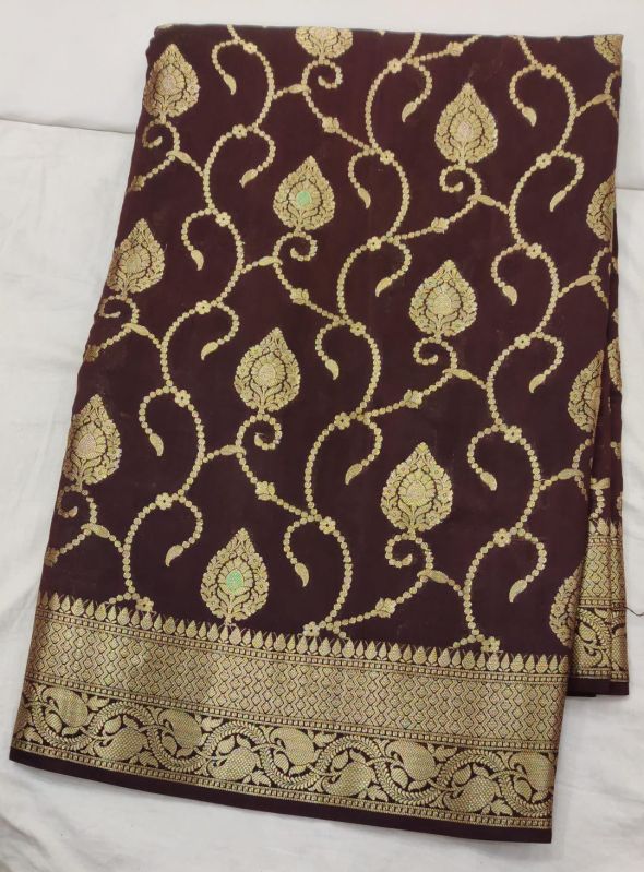 Printed Brown Matka Silk Saree, Occasion : Festival Wear, Party Wear
