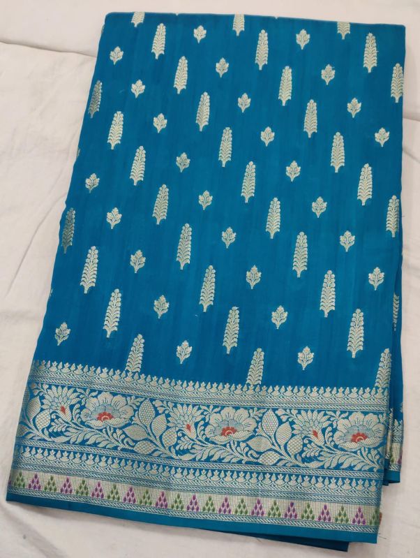 Dark Blue Matka Silk Saree, Occasion : Festival Wear, Party Wear