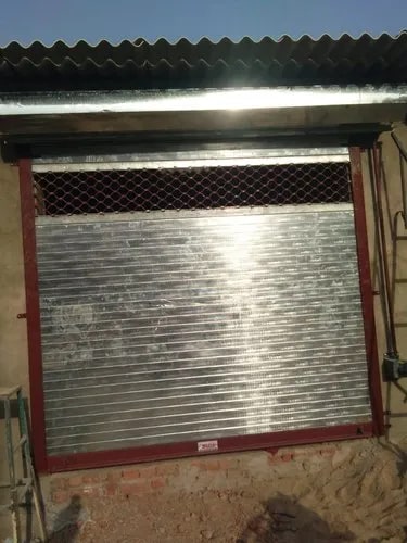 Grey Rectangular Polished Mild Steel Rolling Shutter, for Industrial, Commercial, Shops