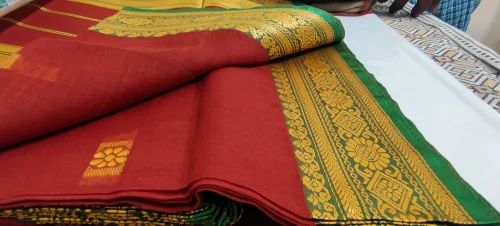 Unstitched Pure Cotton Nauvari Saree, Saree Length : 6.5 Meter