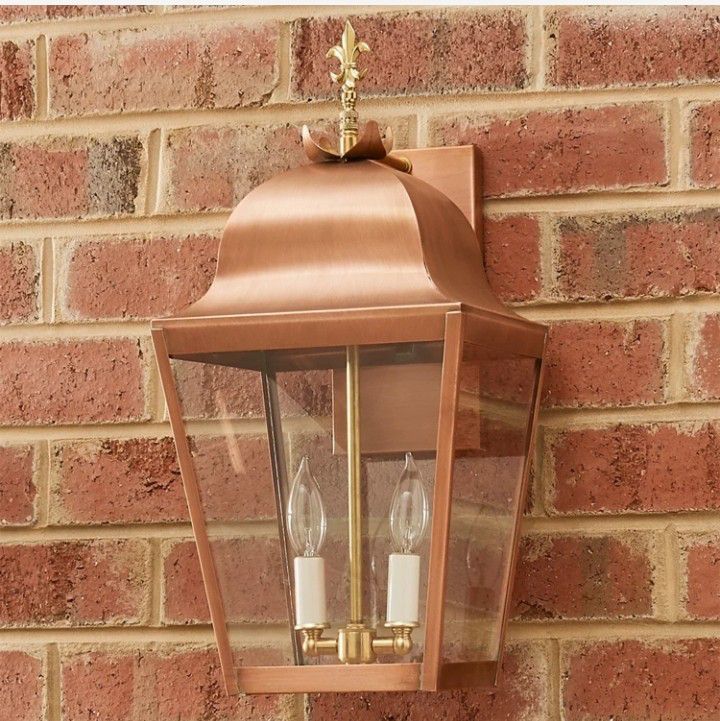 Polished Copper AL2001 Traditional Wall Lantern, Size : 21”Hx9” Wx10”D