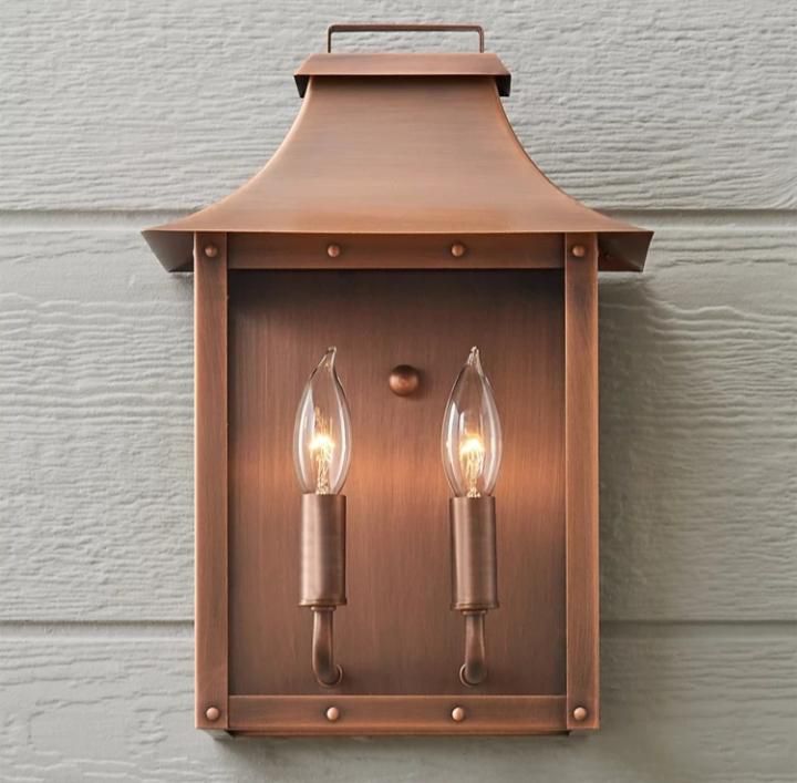 Brown Polished Copper AL2002 Traditional Wall Lantern, Size : 13”Hx9”Wx9”D