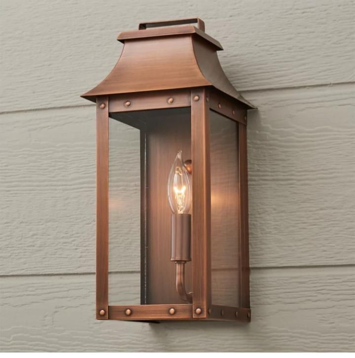 Polished Copper AL2005 Traditional Wall Lantern, Size : 13x6x6D