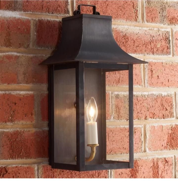 Black Plain Copper AL2006 Traditional Wall Lantern, Size : 14x7.5x6D