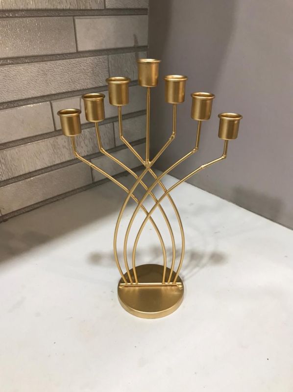 Plain Polished AL2036 Golden Candle Holder, Quality Available : Durable