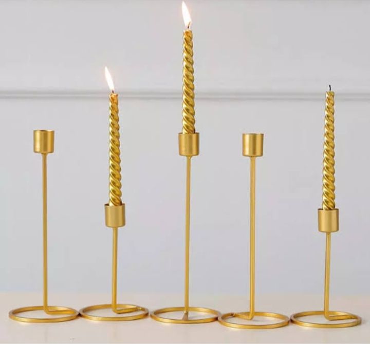 AL2064 Golden Iron Candle Holder, Design Method : Antique
