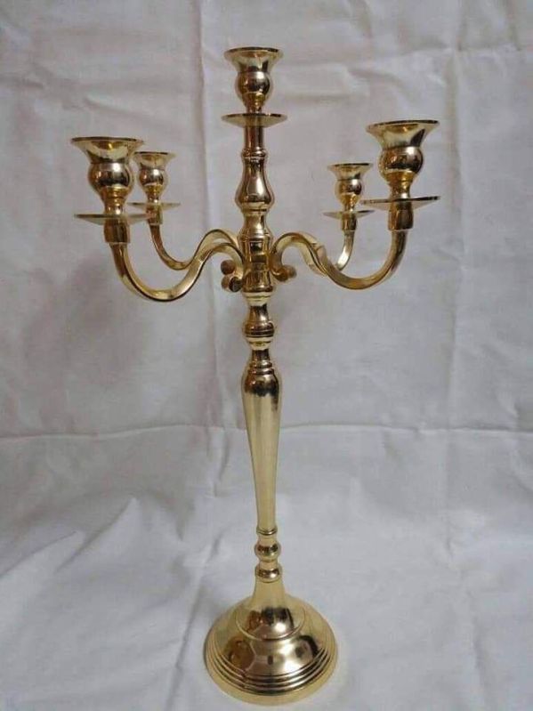 Antique AL2080 5 Arms Candle Holder, for Table Centerpiece, Color : Golden