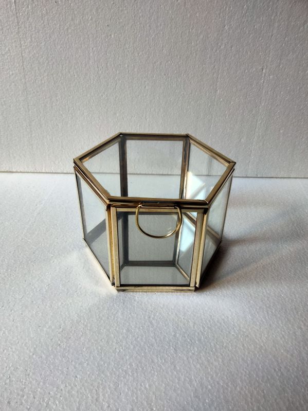 Golden Polished AL2085 Brass Jewellery Box, Size : 4x4x3