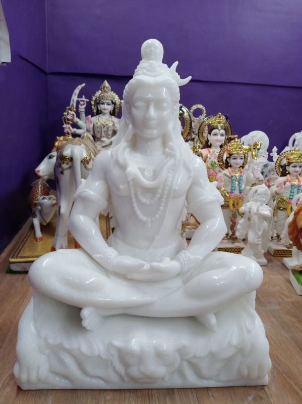 Multicolors Printed Polished Marble Lord Shiva Statue, for Worship, Size : All Size