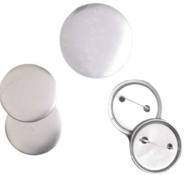 Round 44mm White Metal Promotional Button Badge, for Garments, Style : Non Magnetic