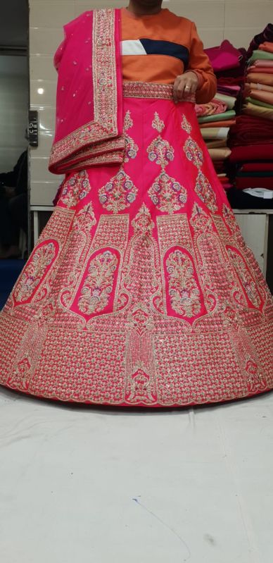Ladies Fancy Pink Embroidered Lehenga Choli, Size : All Sizes