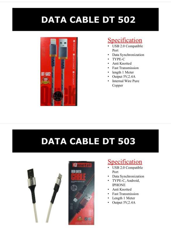 Fonetel Type C Data Cable, for Personal Use, Model Number : DT-502