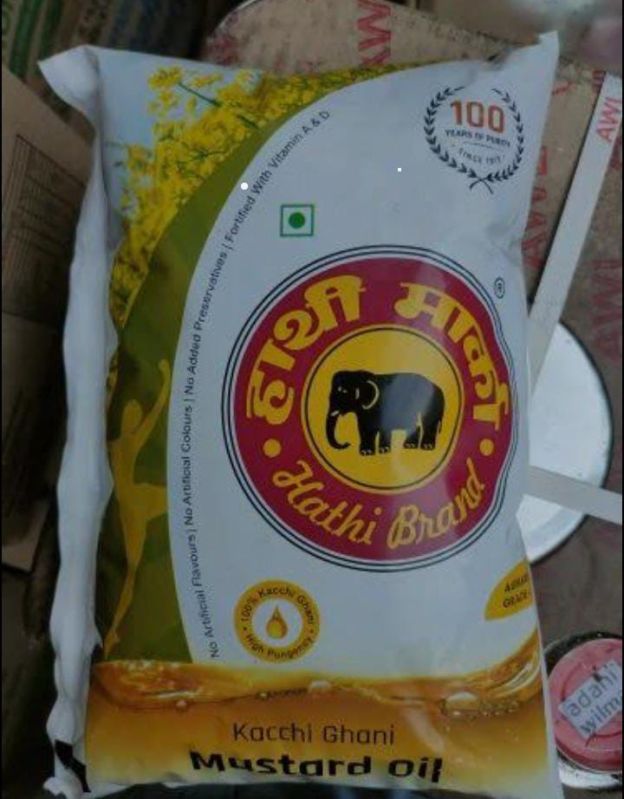 Hathi Kacchi Ghani Mustard Oil, For Cooking, Packaging Size : 15ltr, 1ltr