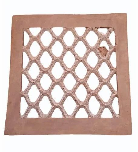 Sandstone Plain Red Square Stone Jali, for Home, Outdoor, Shape : Rectangular