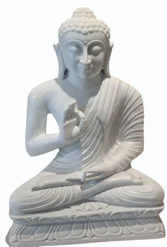White Marble Lord Buddha Statue, for Worship, Decoration, Temple, Speciality : Shiny