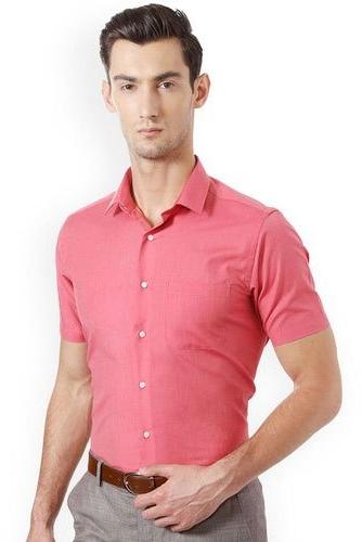 Mens Half Sleeve Plain Cotton Shirt