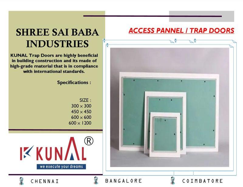 Polished Aluminum Gypsum Kunal Access Panels, For Industrial Use, Size : 300mmx300mm, 600mmx600mm, 450mmx450mm
