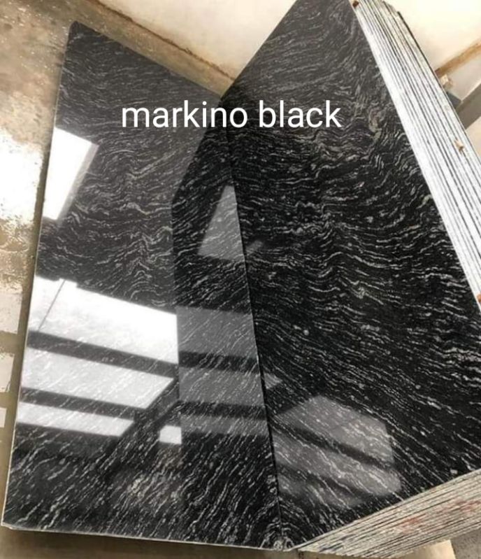 Granite Stone Black Markino Marble, For Hotel Slab, Office Slab, Restaurant Slab, Size : 12x12ft12x16ft