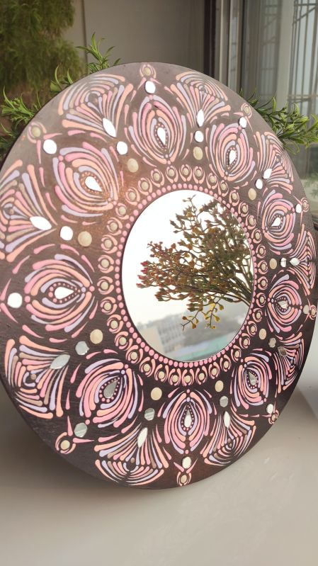 Polished Glass Mandala mirror, for Hotels, Bathroom, Interior, Mirror Shape : Round