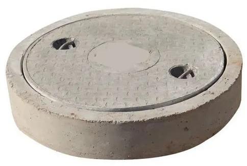 Grey Concrete Manhole Cover, for Construction, Shape : Round