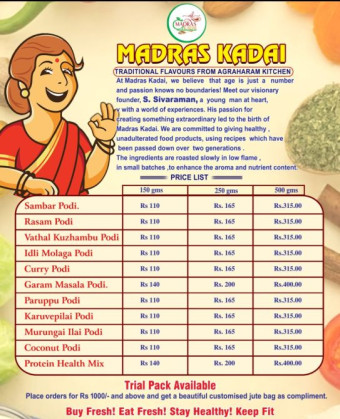 MADRASKADAI Pulses home made masalas, for Food