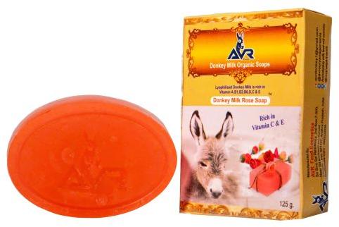 Orange Oval donkey milk natural rose soap, for Bathing, Packaging Type : Paper Pack