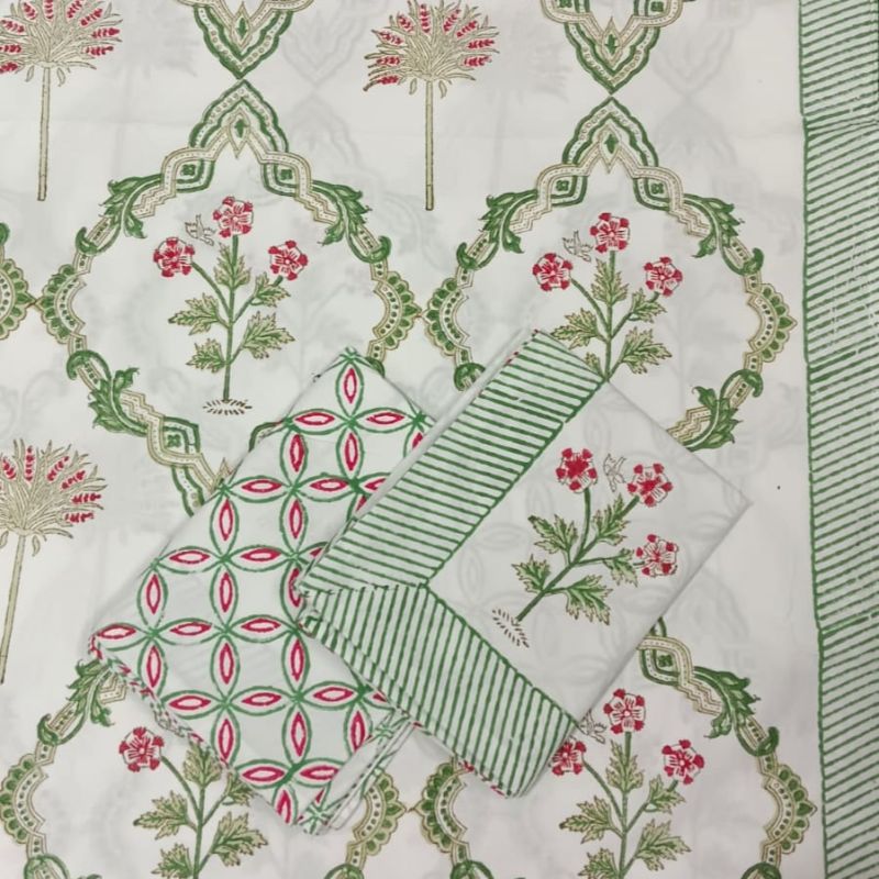 Multicolor Handblock cotton bedsheet, for Picnic, Lodge, Hotel, Home, Size : Multisizes