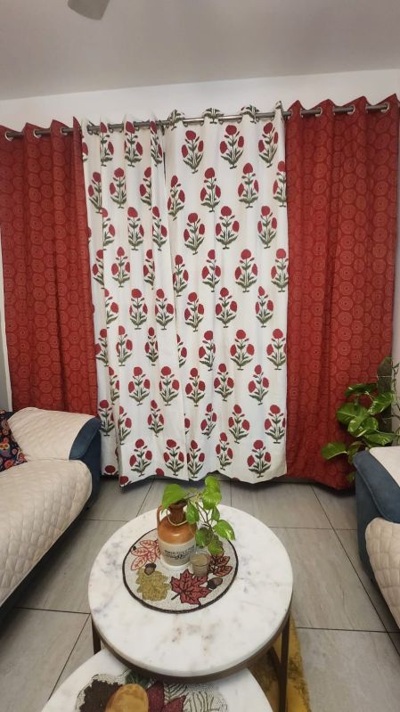 Handblock Cotton Curtains, For Doors, Home, Hospital, Window