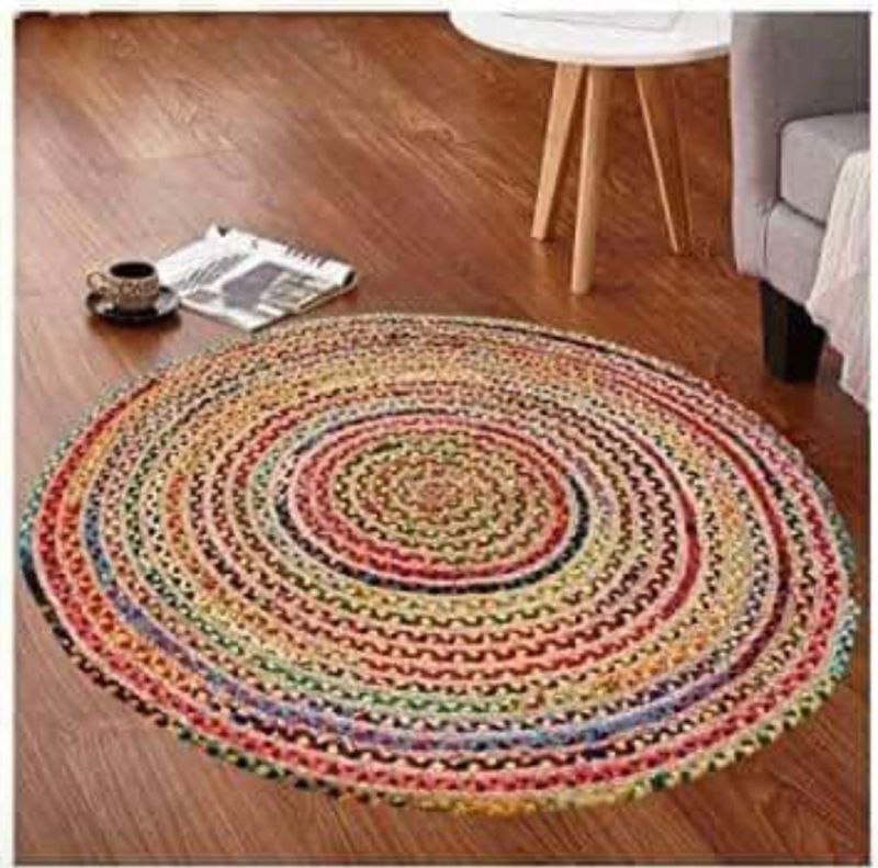 Red Round Braided Rug, For Home, Office, Hotel, Floor, Size : 8x8 Feet