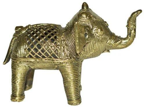Brass Elephant Statue, for Promotional Use, Interior Decor, Exterior Decor, Color : Golden