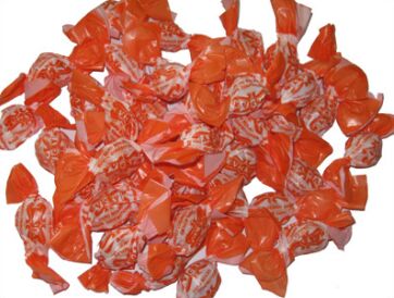 LDPE Orange Candy Pouch, Pattern : Printed