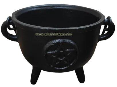 Black Circular Cast Iron Cauldron
