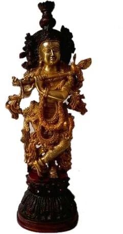 Brass Krishna Statue, Packaging Type : Bubble wrap with outer box