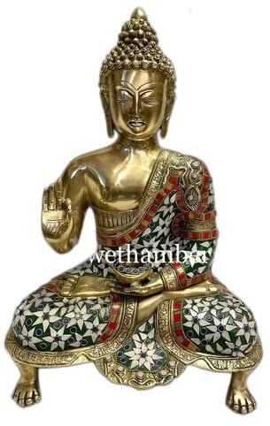 Swethamber Arts Brass Buddha Statue, Style : Handmade