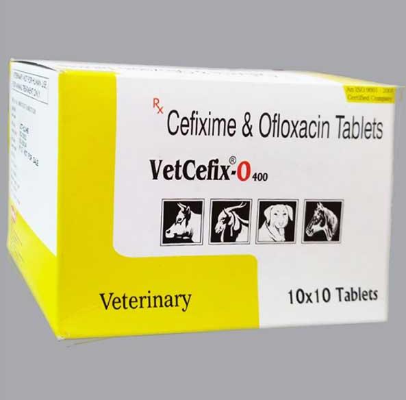 VetCefix-O Tablets, for Veterinary, Composition : Cefixime 200mg Ofloxacin 200mg